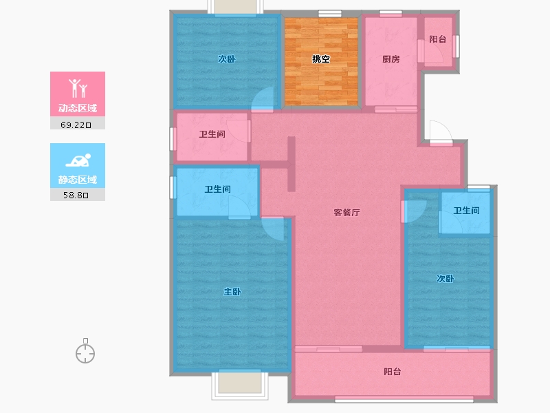 陕西省-铜川市-缙颐御璟名第-122.64-户型库-动静分区