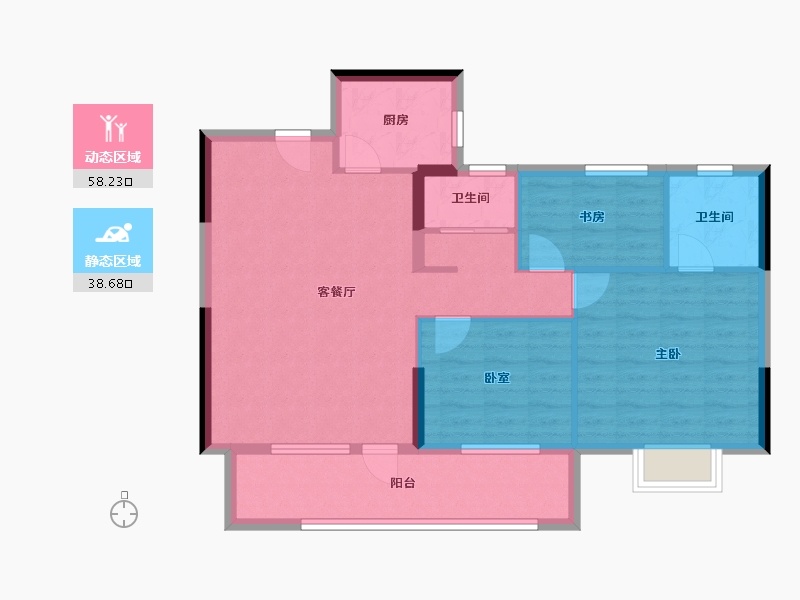 湖北省-黄石市-黄石当代满堂悦MOMA-87.05-户型库-动静分区