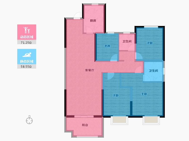 湖北省-黄石市-中乾融·龙台-116.58-户型库-动静分区