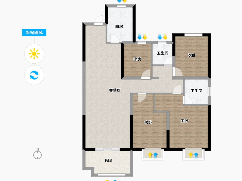 湖北省-黄石市-中乾融·龙台-116.58-户型库-采光通风