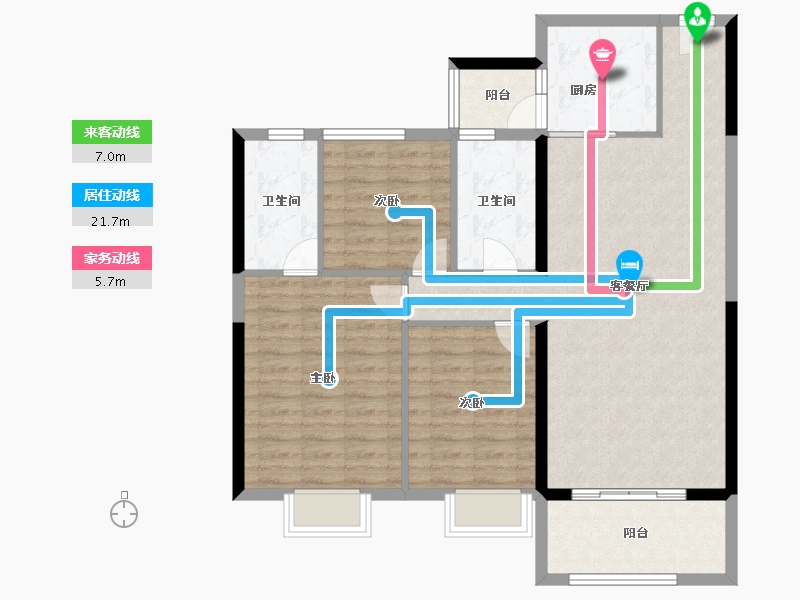 陕西省-铜川市-铜川碧桂园翡翠公馆-101.67-户型库-动静线