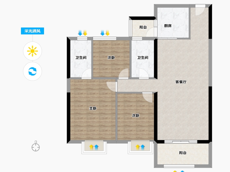 陕西省-铜川市-铜川碧桂园翡翠公馆-101.67-户型库-采光通风