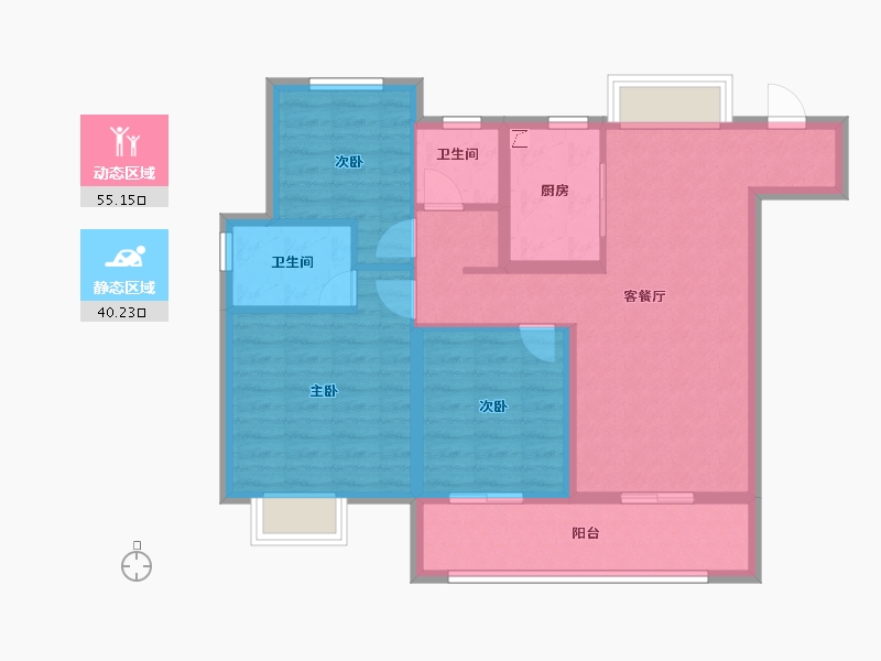 安徽省-阜阳市-海亮观澜学府-84.80-户型库-动静分区