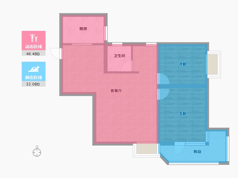 河南省-三门峡市-陆祥·山茶郡-69.67-户型库-动静分区