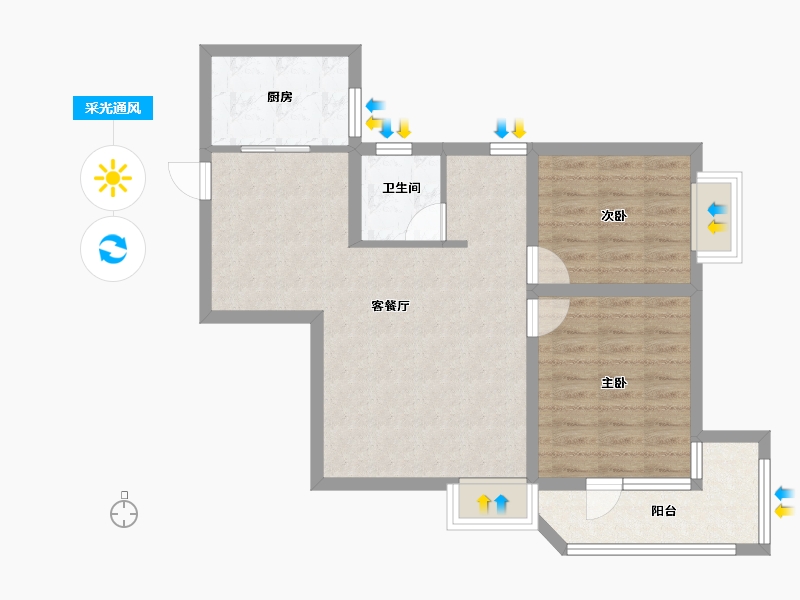 河南省-三门峡市-陆祥·山茶郡-69.67-户型库-采光通风