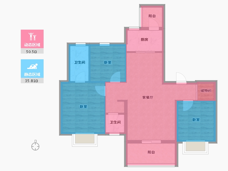 西藏自治区-昌都地区-神力·嘉和丽苑-76.89-户型库-动静分区