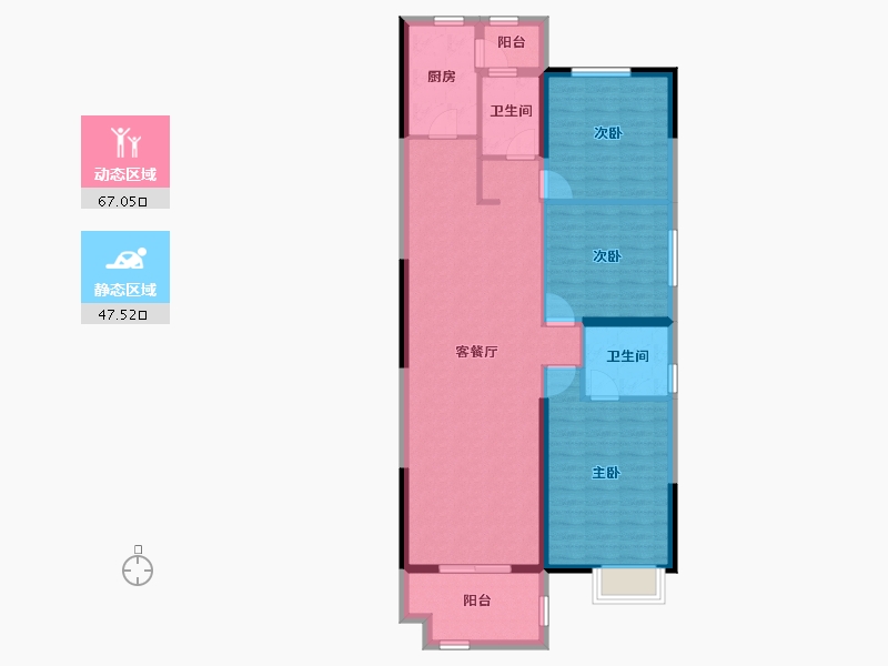 湖北省-黄石市-中乾融·龙台-103.39-户型库-动静分区