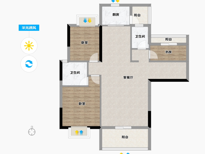 福建省-泉州市-奥能金港湾-92.80-户型库-采光通风