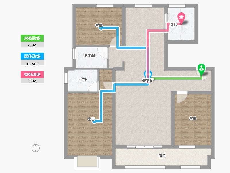 山东省-聊城市-仁恒兰亭-104.80-户型库-动静线