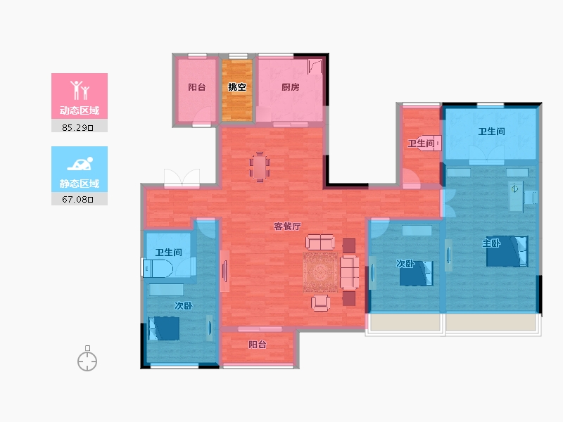 吉林省-吉林市-中海•铂悦公馆三期-139.53-户型库-动静分区