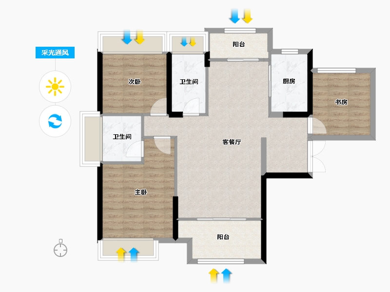 湖南省-常德市-学府春天-89.26-户型库-采光通风