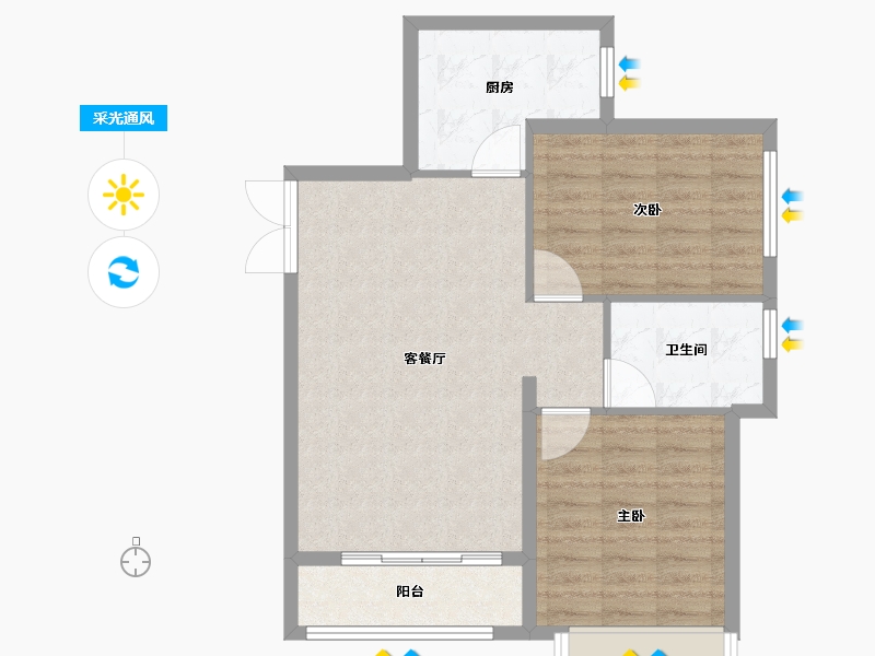 河北省-廊坊市-合美·帝宝壹號-70.60-户型库-采光通风