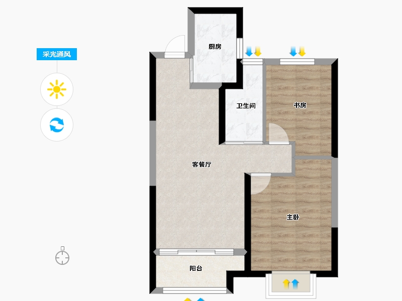 山西省-晋中市-大学城·国际学园-57.91-户型库-采光通风