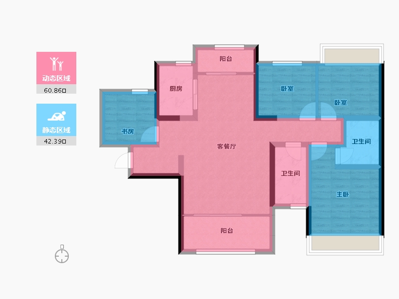 湖南省-常德市-汉晨江南滨江府-90.81-户型库-动静分区