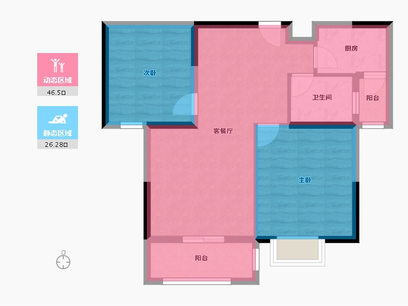 湖北省-黄石市-大桥·一品园·三期-64.76-户型库-动静分区