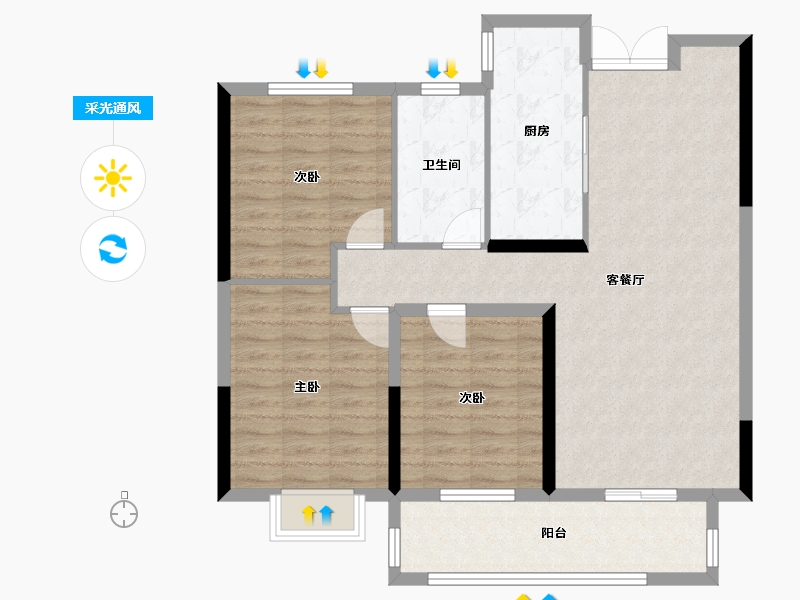 安徽省-芜湖市-信达·玥珑湾-96.80-户型库-采光通风