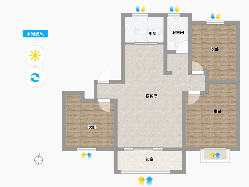 山东省-聊城市-仁恒兰亭-92.00-户型库-采光通风