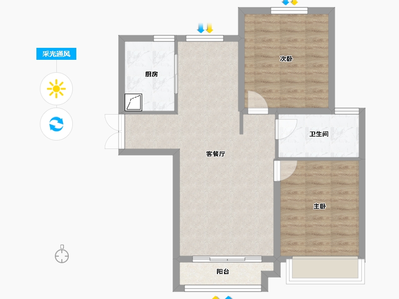 河北省-廊坊市-合美·帝宝壹號-65.82-户型库-采光通风