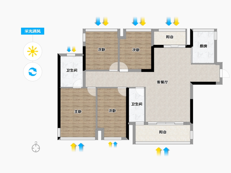 广西壮族自治区-贵港市-盛世臻山府-115.59-户型库-采光通风