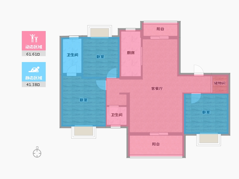 西藏自治区-昌都地区-神力·嘉和丽苑-91.90-户型库-动静分区