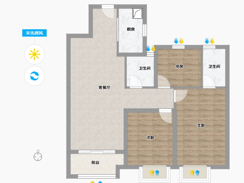 安徽省-池州市-安东盛誉华庭-76.94-户型库-采光通风