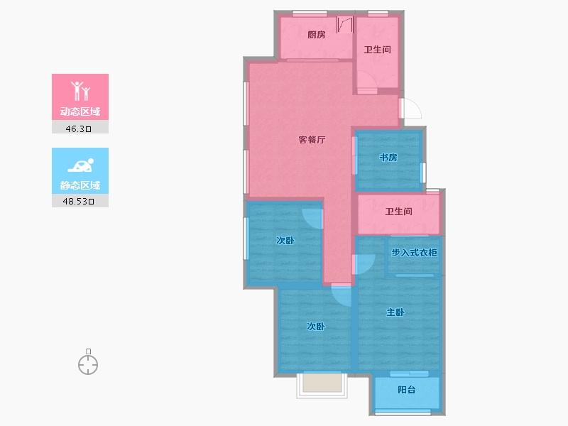 安徽省-池州市-安东盛誉华庭-83.70-户型库-动静分区