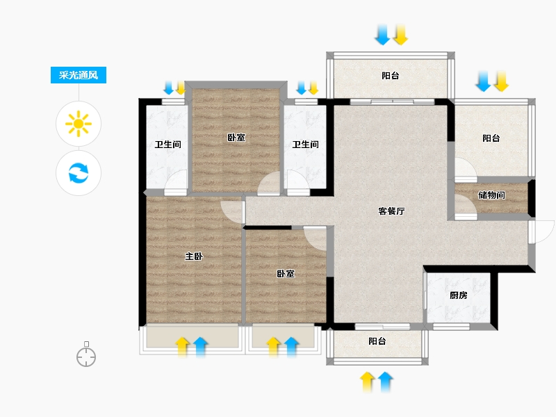 广西壮族自治区-崇左市-崇左碧桂园公园上城-102.93-户型库-采光通风