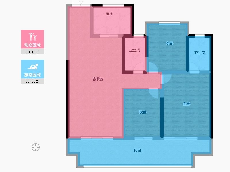 江苏省-宿迁市-吾悦广场·吾悦华府-100.80-户型库-动静分区