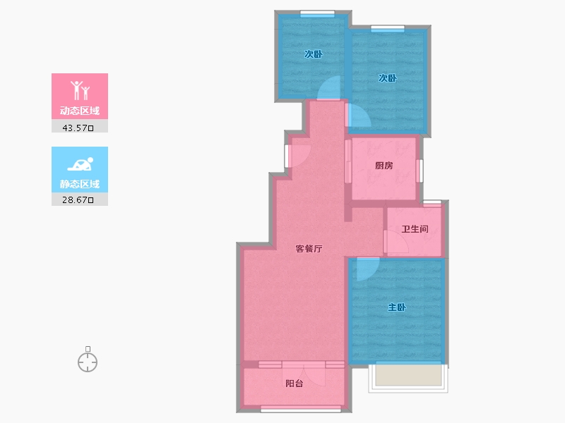 河北省-廊坊市-佳兆业·悦峰·风和苑-63.49-户型库-动静分区