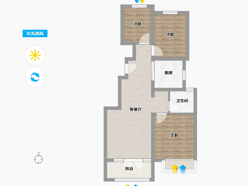 河北省-廊坊市-佳兆业·悦峰·风和苑-63.49-户型库-采光通风