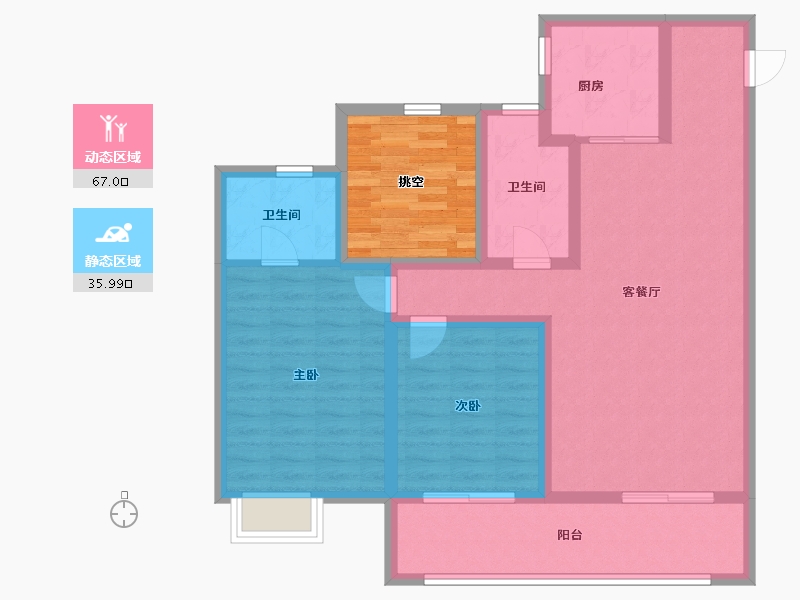 陕西省-铜川市-缙颐御璟名第-100.39-户型库-动静分区