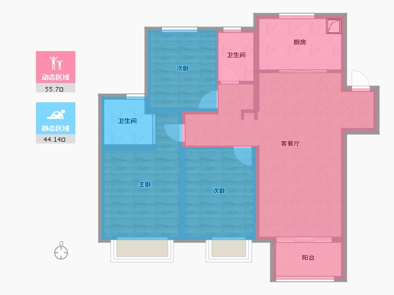 安徽省-池州市-安东盛誉华庭-88.77-户型库-动静分区