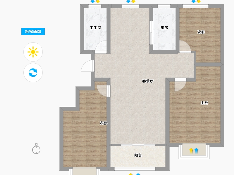 山东省-聊城市-印象云梦轩-92.87-户型库-采光通风