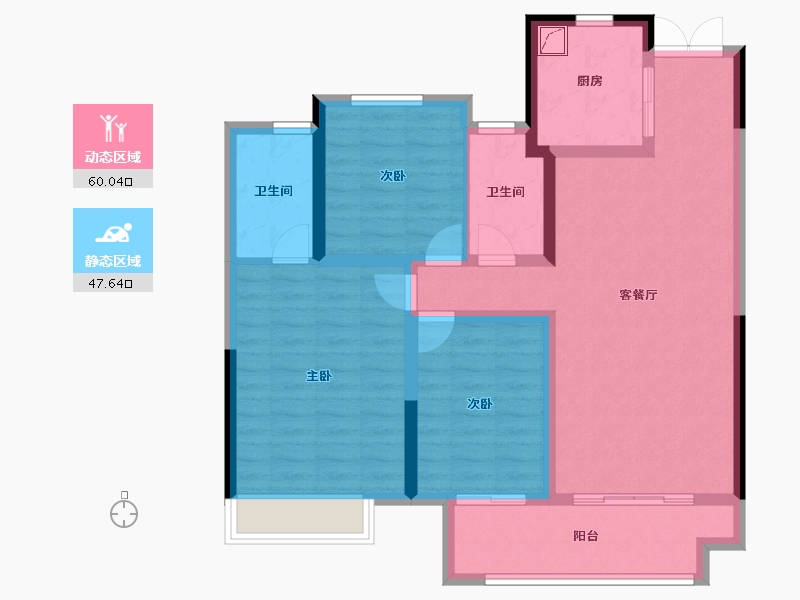 江苏省-宿迁市-吾悦广场·吾悦华府-96.00-户型库-动静分区