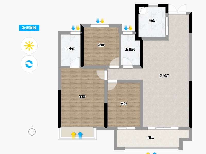 江苏省-宿迁市-吾悦广场·吾悦华府-96.00-户型库-采光通风