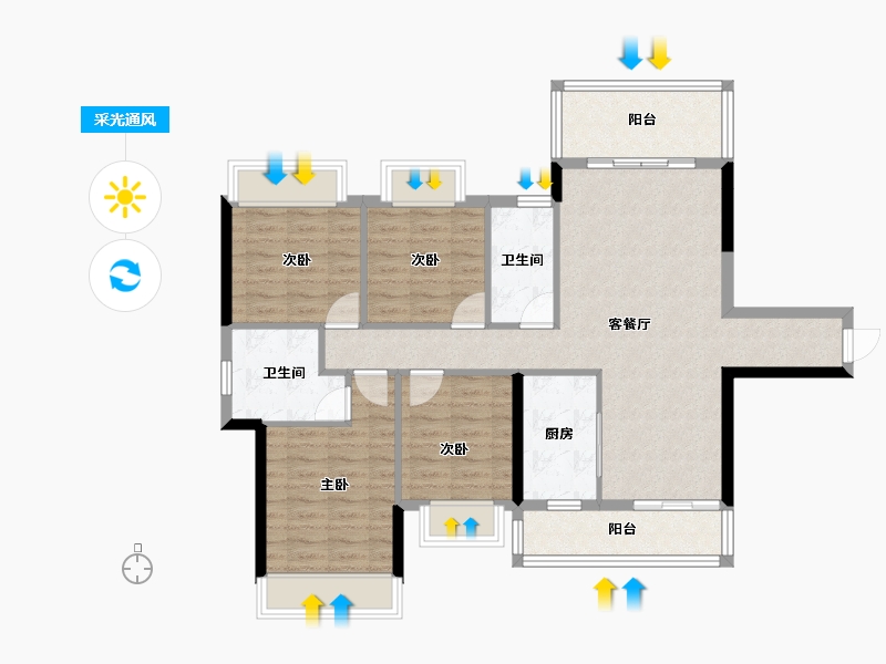 广西壮族自治区-贵港市-西江学府.蔷薇花园-97.05-户型库-采光通风