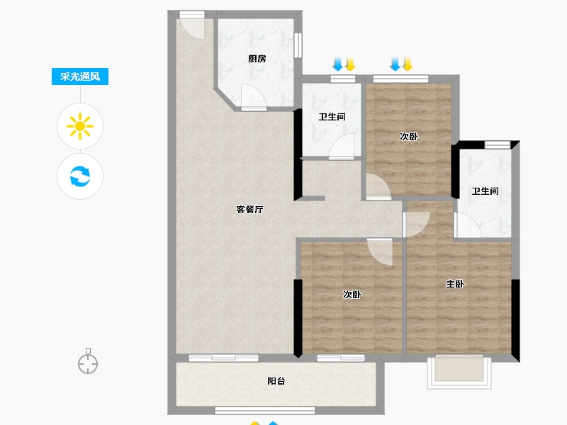 贵州省-铜仁市-嘉豪·北宸府-95.25-户型库-采光通风