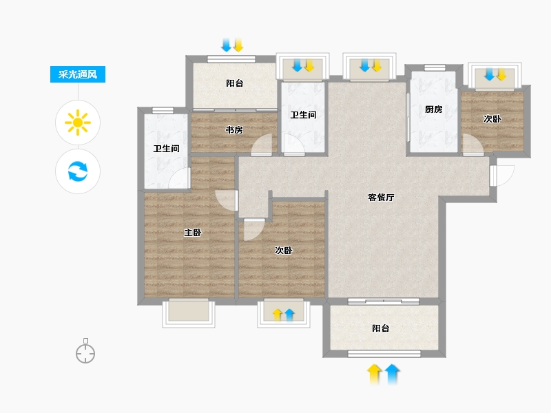 福建省-厦门市-国贸天峯-103.00-户型库-采光通风