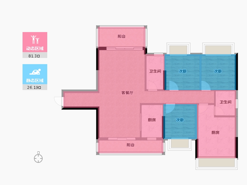 广西壮族自治区-贵港市-西江学府.蔷薇花园-96.37-户型库-动静分区