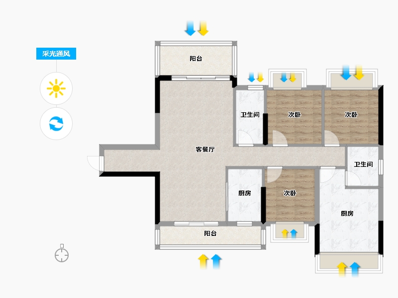 广西壮族自治区-贵港市-西江学府.蔷薇花园-96.37-户型库-采光通风