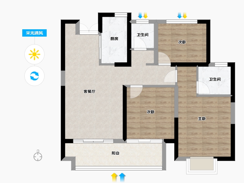 江西省-上饶市-友邦皇家公馆二期-80.01-户型库-采光通风