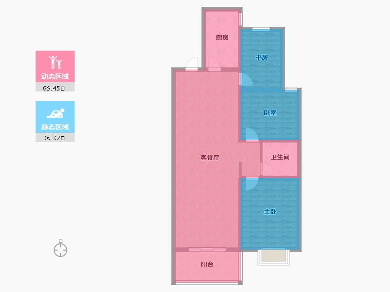 天津-天津市-翔宇三江领秀-95.00-户型库-动静分区