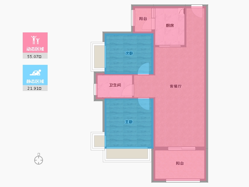 广东省-湛江市-金沙广场华府-68.79-户型库-动静分区