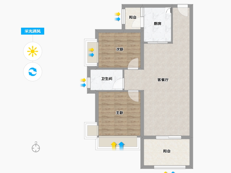 广东省-湛江市-金沙广场华府-68.79-户型库-采光通风