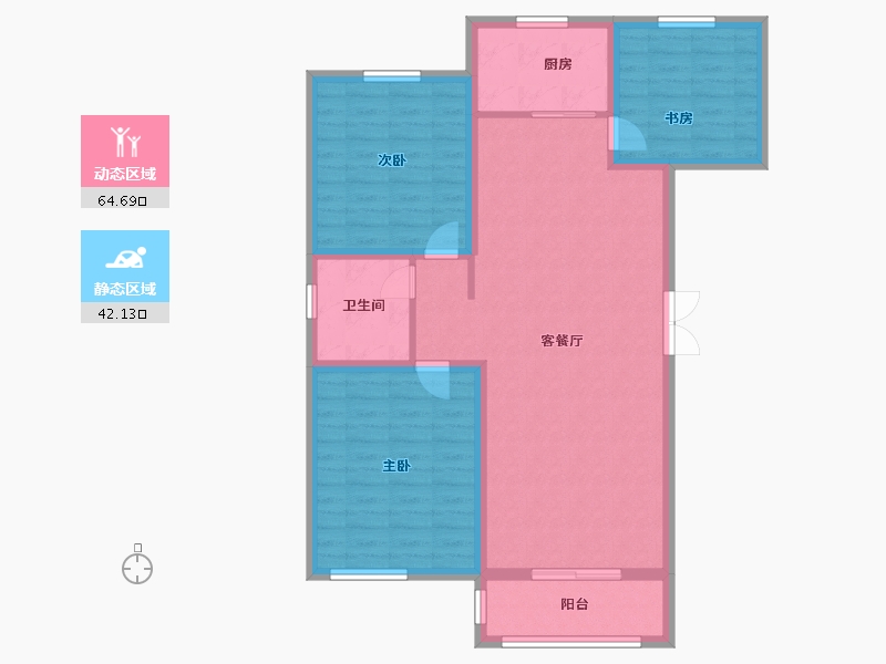 宁夏回族自治区-吴忠市-星河传说住宅小区·二期-96.40-户型库-动静分区