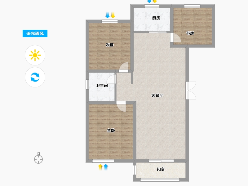 宁夏回族自治区-吴忠市-星河传说住宅小区·二期-96.40-户型库-采光通风