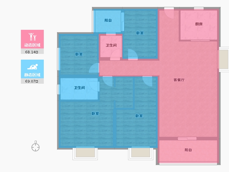 广东省-揭阳市-普宁·光明1号-123.21-户型库-动静分区