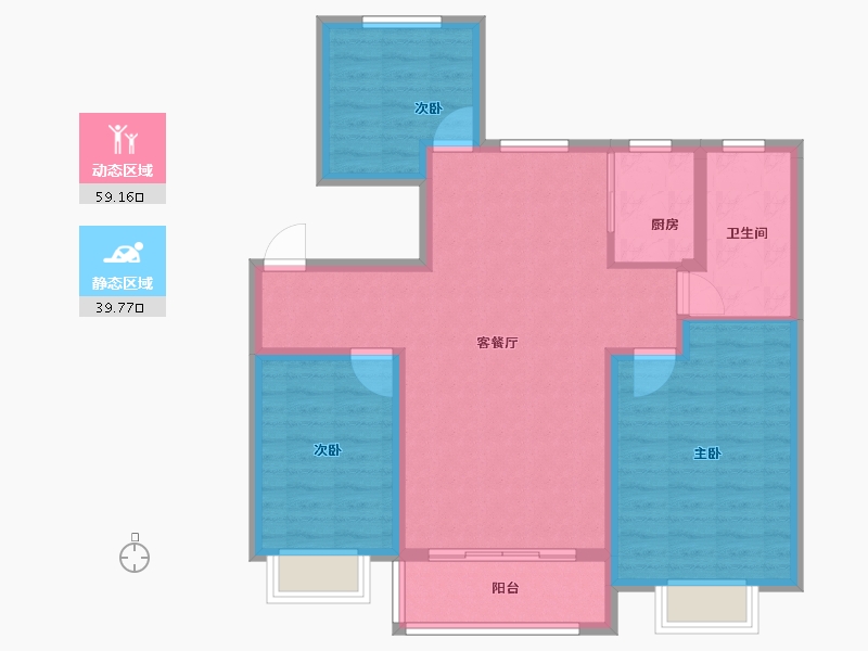 山东省-聊城市-仁恒兰亭-88.80-户型库-动静分区