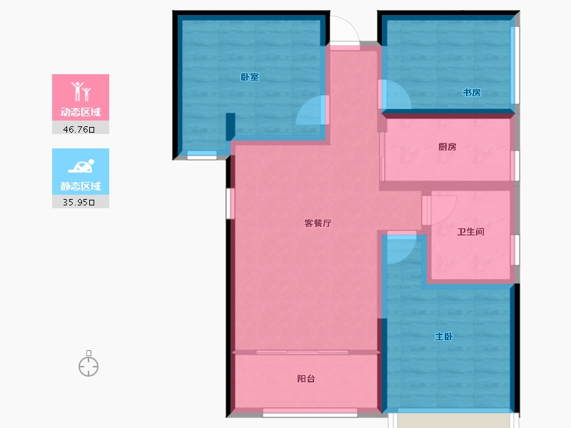 湖南省-常德市-汉晨江南滨江府-72.75-户型库-动静分区