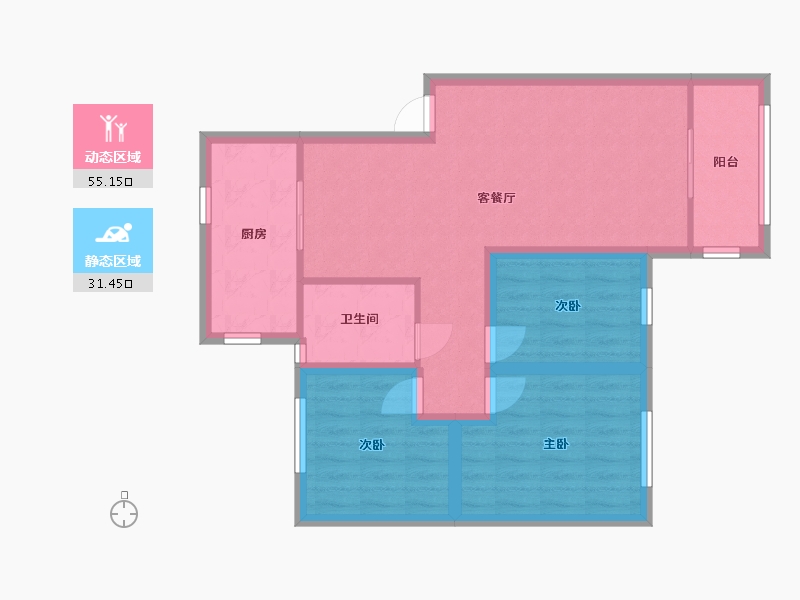 上海-上海市-伟业金锦苑一邨-86.40-户型库-动静分区